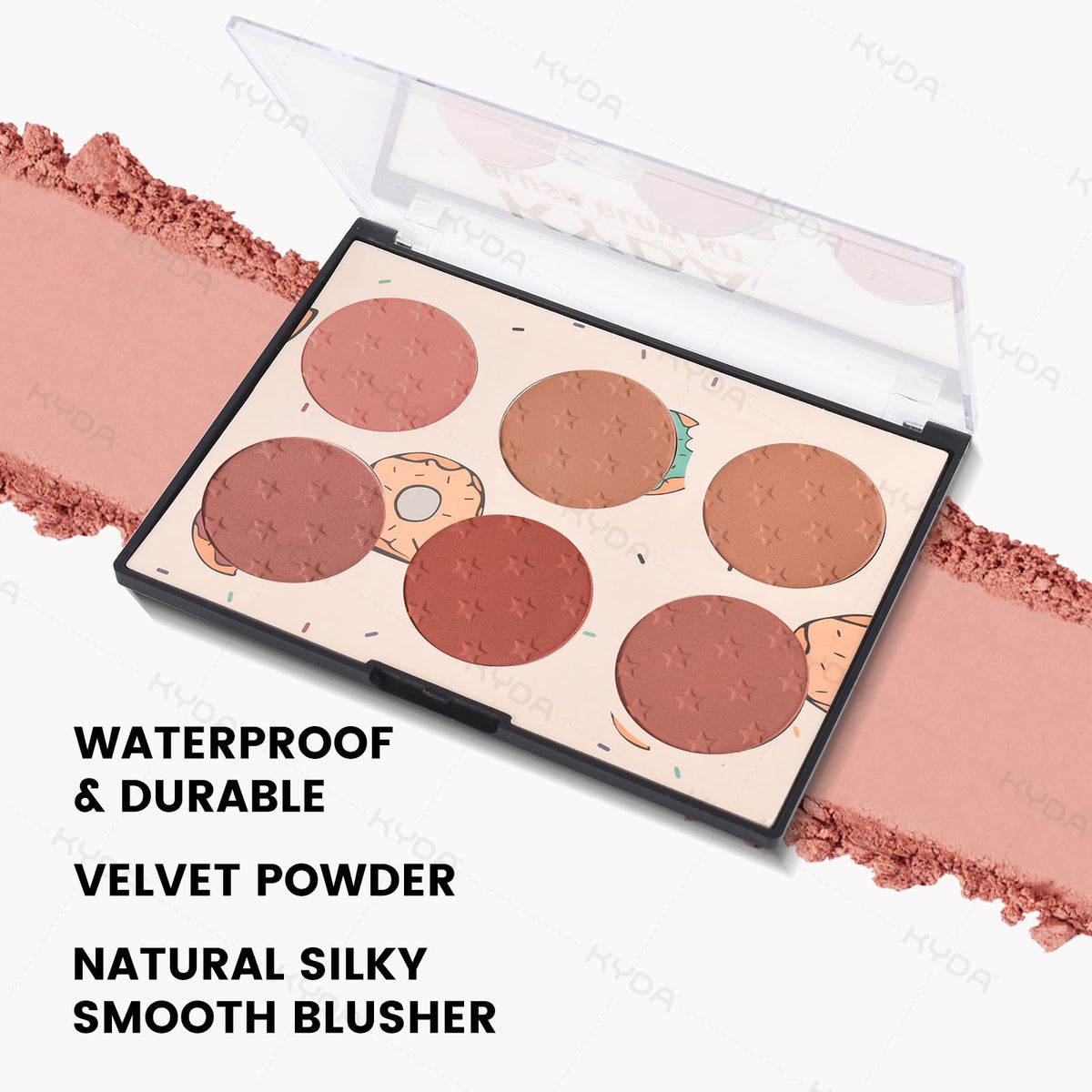 KYDA 6 Colors Blush Palette, Matte and Shimmer Blush Palette, Smooth Blendable Powder, Multiuse Blusher Makeup with Contour Highlighter-Set A Beauty & Personal Care KYDA