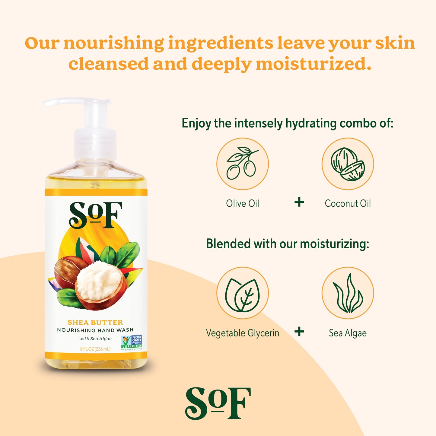 South Of France SoF Nourishing Hand Wash - With Moisturizing Sea Algae, Coconut & Olive Oil- Vegan & Non GMO- Free From Phthalates, Sulfates Beauty & Personal Care South Of France