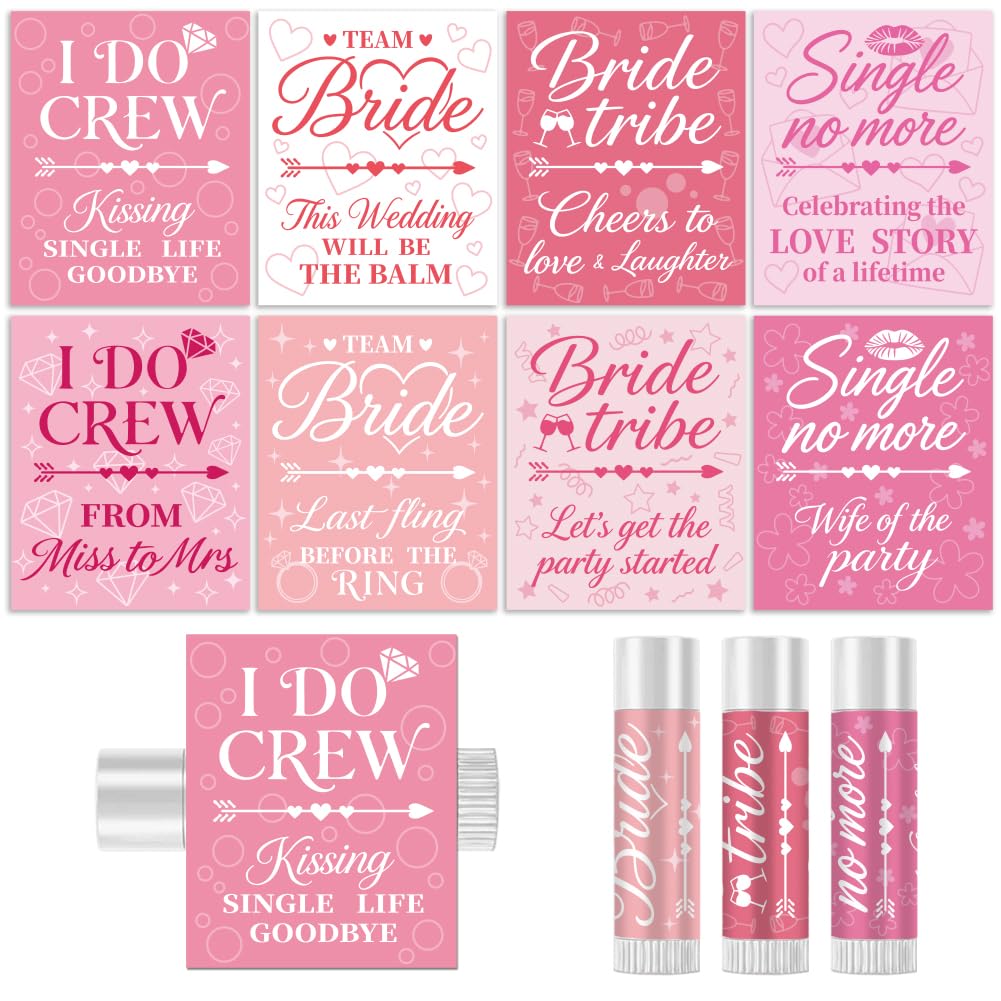 Peacoblue 160Pcs Lip Balm Labels Sticker for Tubes 2.1"x1.7" Singles Party with I Do Crew Theme, 8 Styles Waterproof Chapstick Labels Glossy Beauty and Personal Care peacoblue