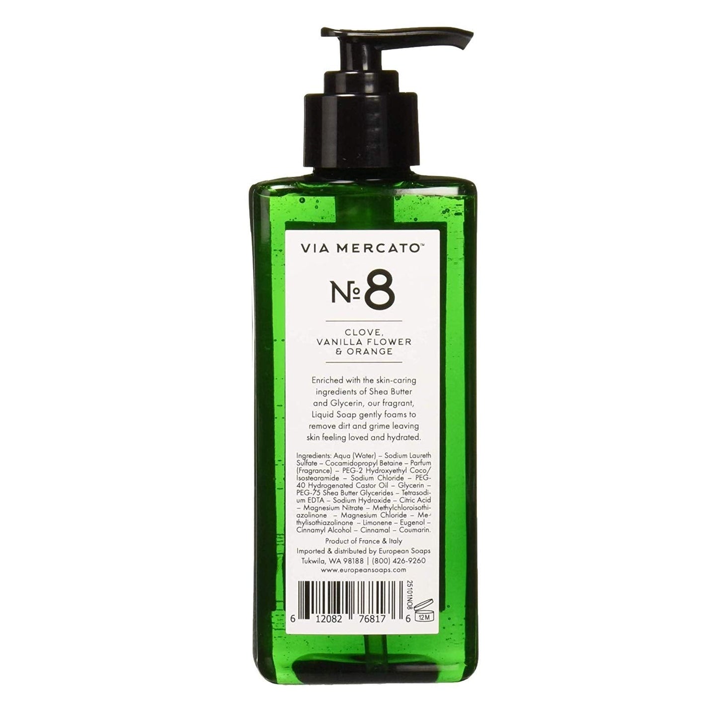 Via Mercato Liquid Soap, Shea Butter Enriched (12 oz), No. 8 - Clove, Vanilla Flower & Orange Beauty & Personal Care Via Mercato