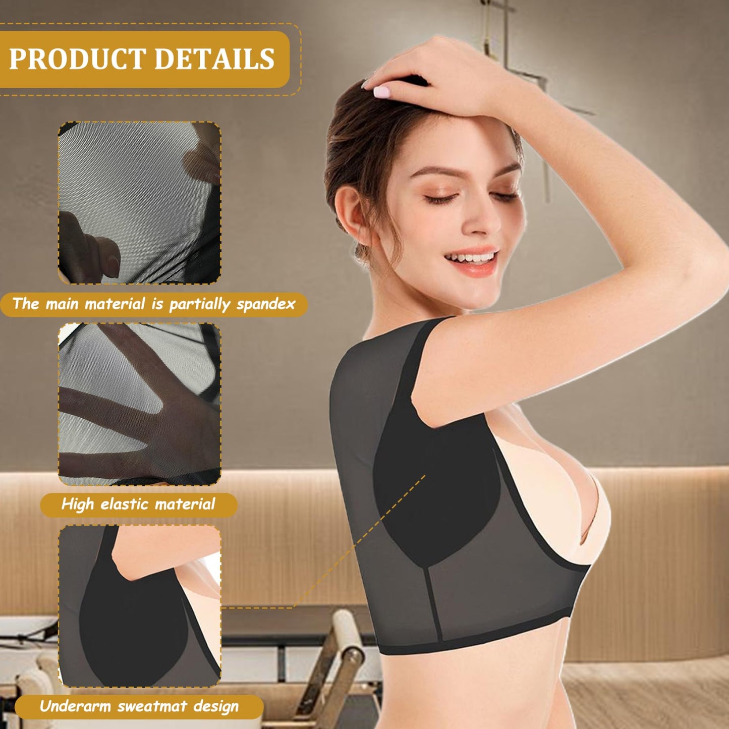 3Pcs Armpit Sweat Pads, Washable Vest Underarm Sweat Pads Breathable Sweatproof Pads with 3 Colors White, Skin Color and Black for Under Armpits Sweat Beauty and Personal Care Pineeseatile