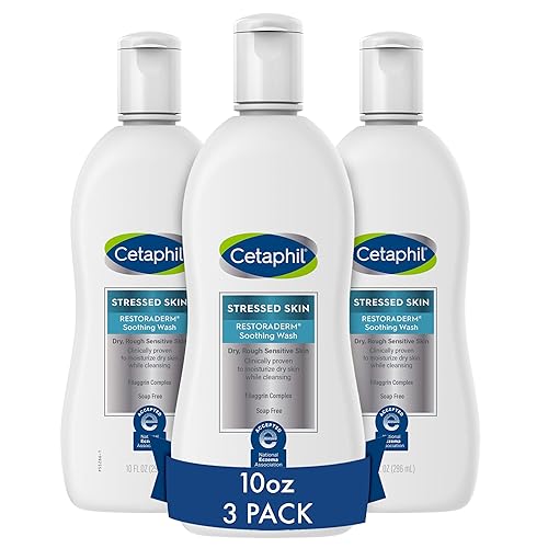 Cetaphil RESTORADERM Soothing Wash, 10 floz Pack of 3, Soothes Dry, Stressed Skin, Hypoallergenic, Soap & Paraben Free, National Eczema Association Beauty & Personal Care Cetaphil