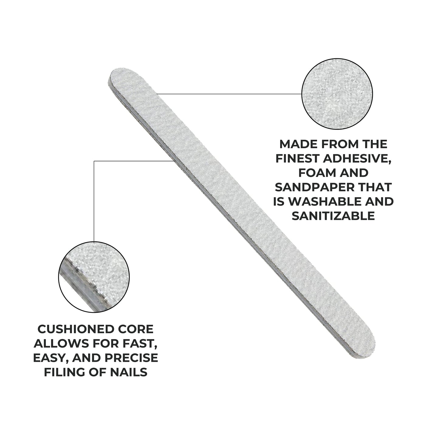 ForPro Professional Collection Zebra Foam Board, 100/180 Grit, Double-Sided Manicure Nail File, 7" L x .75" W 50-Count Beauty & Personal Care ForPro Professional Collection
