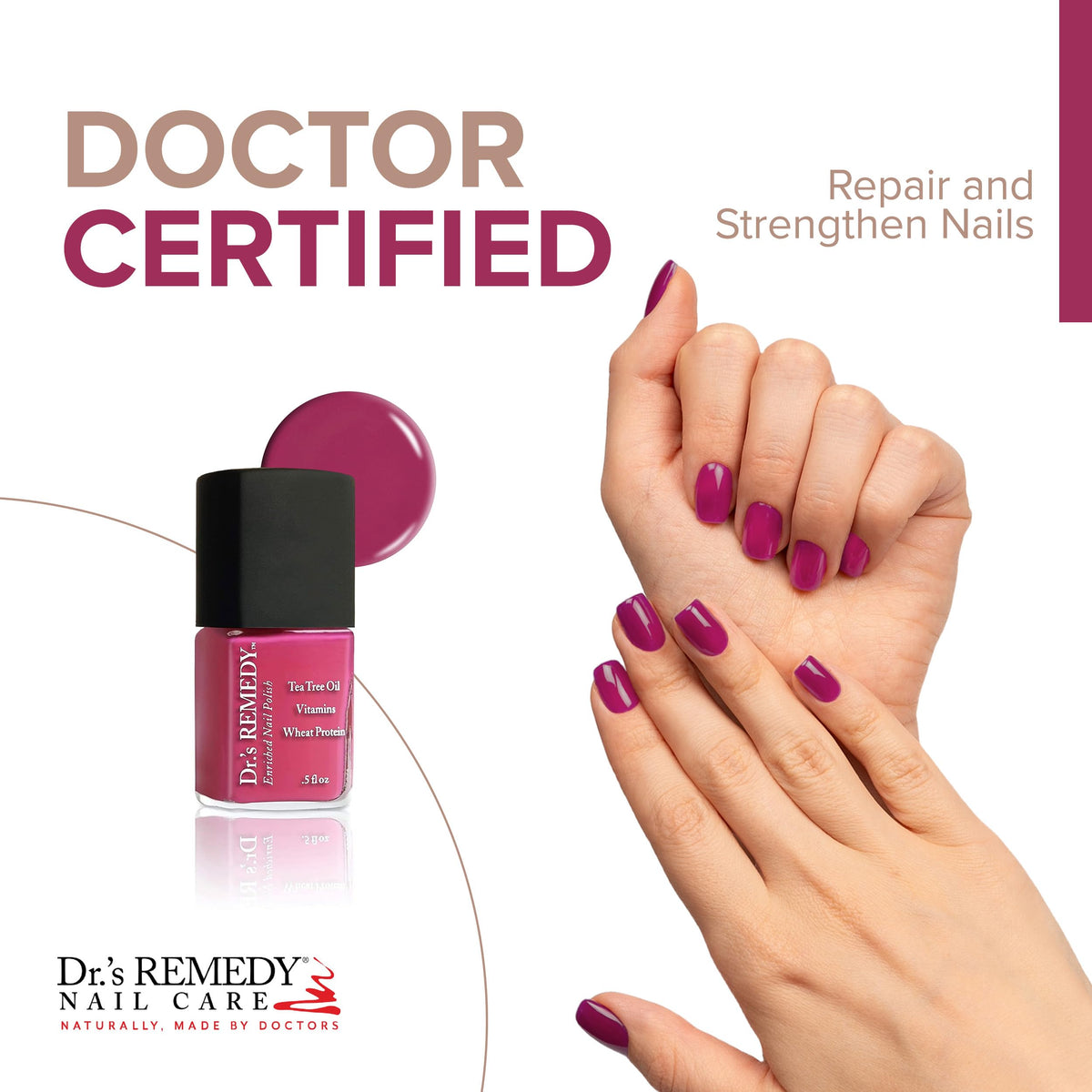 Dr’s Remedy Enriched Nail Polish: Non Toxic, All Natural, and Organic - Doctor Formulated: Strengthens, Restores, Heals, and Protects '24-Free' Beauty & Personal Care Dr.'s Remedy