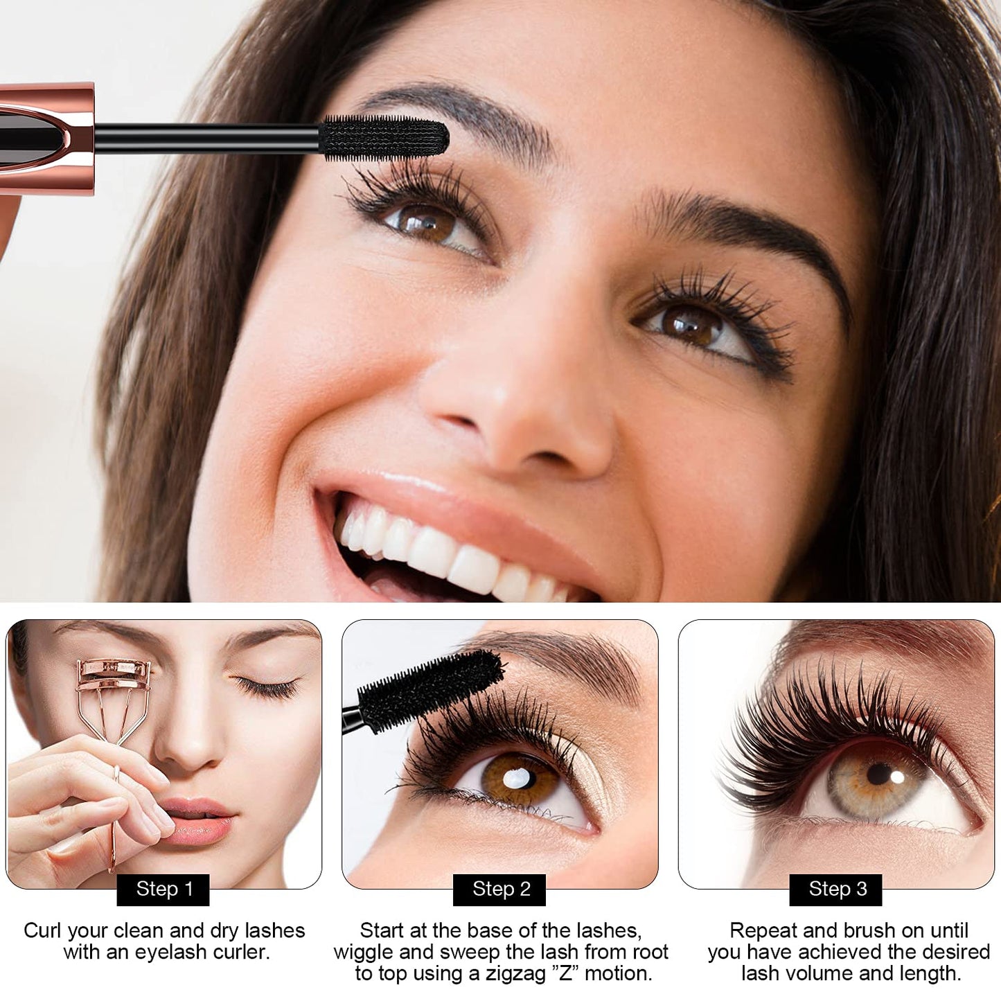 2 Pack Mascara Black Volume and Length, Natural Waterproof Smudge-Proof 4D Silk Fiber Lash Mascara Long-Lasting, Adds Length, Depth & Glamour Beauty & Personal Care SKINOSM