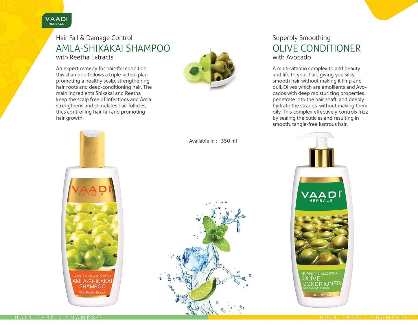 Vaadi Herbals Amla Shikakai Hair Fall and Damage Control Shampoo, 350ml with Olive Conditioner, 350ml Beauty & Personal Care NWIL