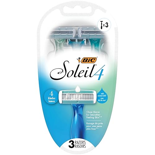 BIC Soleil 4 Women's Disposable 4 Blade Razors, Flexible Blades and Rubber Grip Handle, 3-Pack Beauty & Personal Care BIC