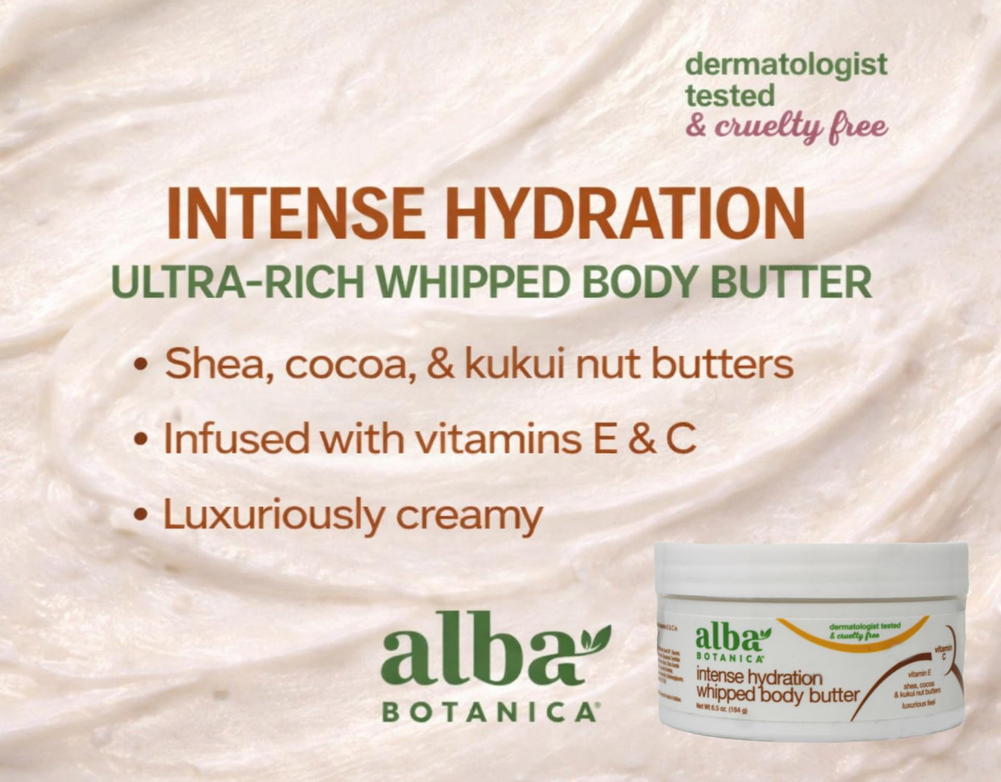 Alba Botanica Kukui Nut Body Cream, 6.5-Ounce Bottle (Pack of 2) Beauty & Personal Care Alba Botanica