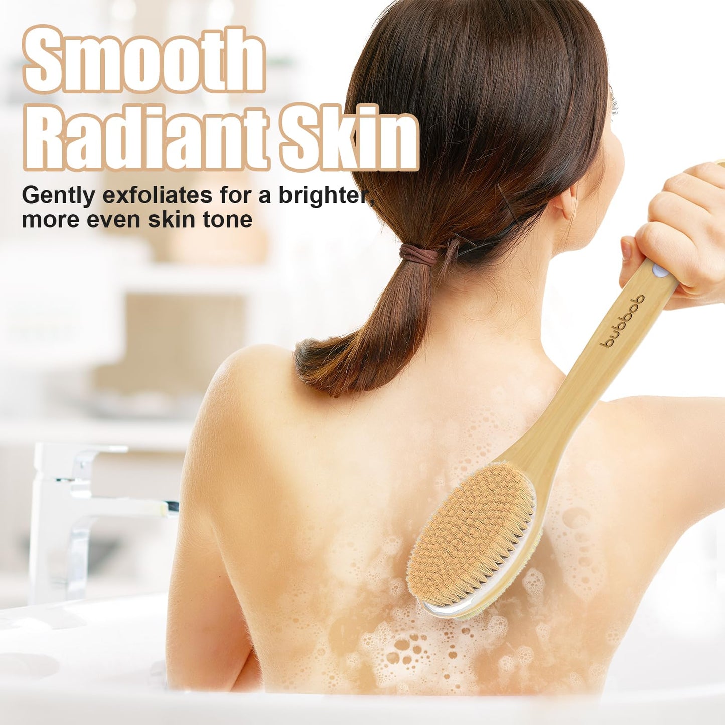 Back Scrubber for Shower,Bath Brush with Long Handle,Men and Women (2 Pack) Beauty and Personal Care Bubbob