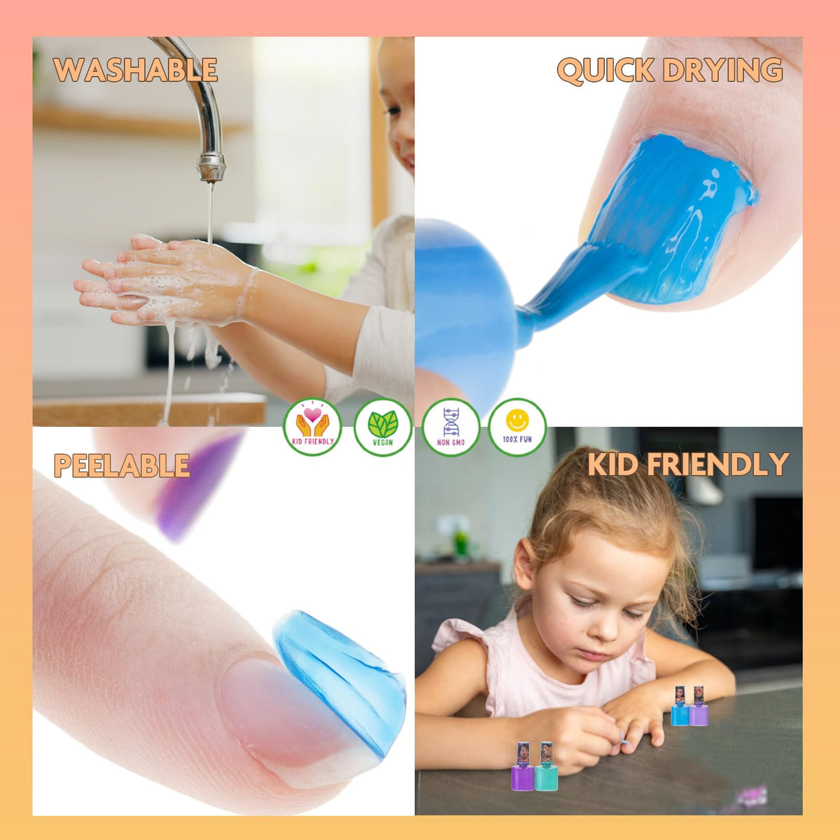 Townley Girl Moana 2 Non-Toxic Water-Based Peel Off Nail Polish Set with Glittery Shimmery and Opaque Colors for Girls Kids Ages 3+ Perfect