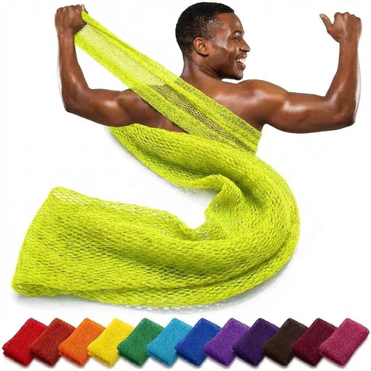 African net Sponge Authentic with Knots, Real, Long, exfoliating net Sponge with 12 Colors for Sale Made for Both Men and Women as a Hygiene Essential Beauty and Personal Care AFRICANA BEAUTY