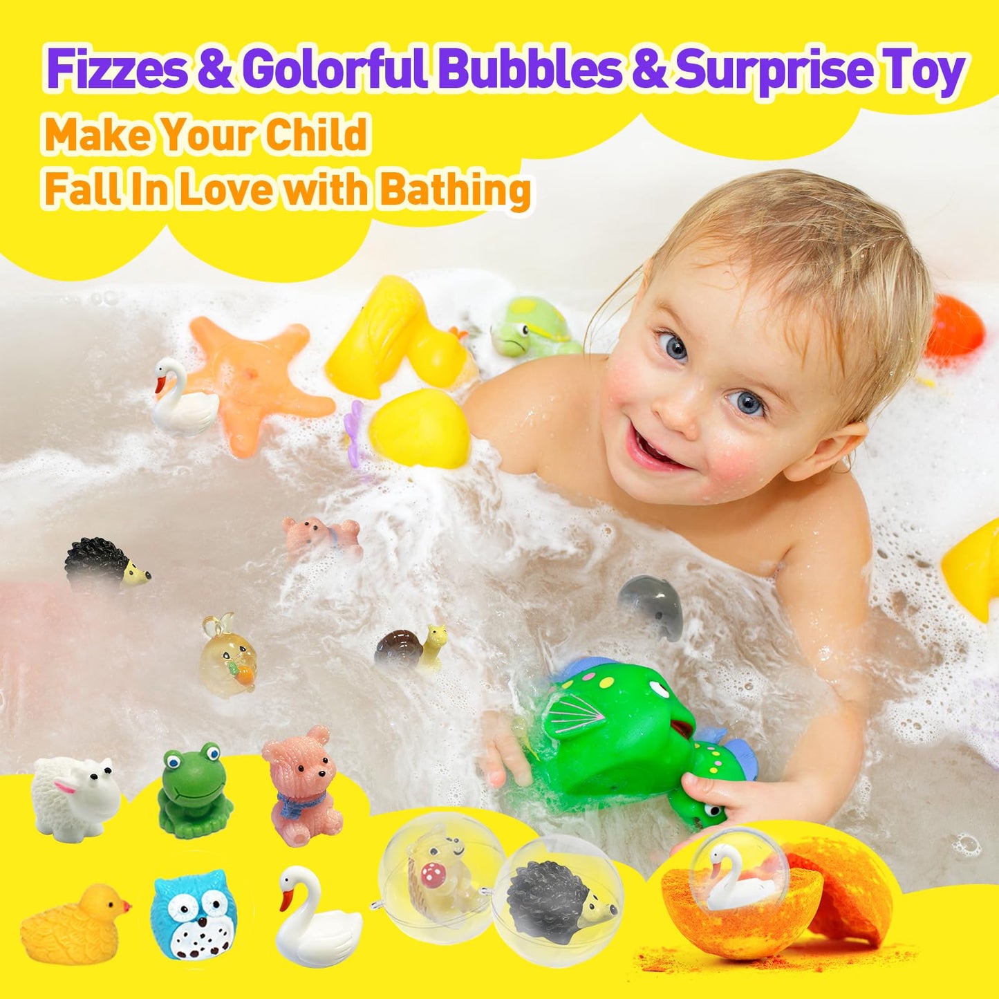 Bath Bombs for Kids with Surprise Inside, 12pcs Bath Bombs with Toys, Organic Colorful Bubble Bath Fizzy Ball, Birthday Gifts Set for Kids, Christmas Beauty and Personal Care Lisotera