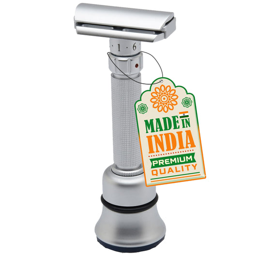 Pearl Flexi Adjustable Safety Razor Version V12 - Reusable Metal Razor made of 100% Brass - Eco Friendly Double Edge Razor for Men - Men's Shaving Beauty and Personal Care PEARL