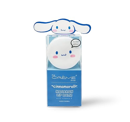 The Crème Shop x Cinnamorol Macaron Lip Balm, Korean Lip Balm with Shea Butter and Vitamin E - Cinnamon Roll Beauty & Personal Care The Crème Shop