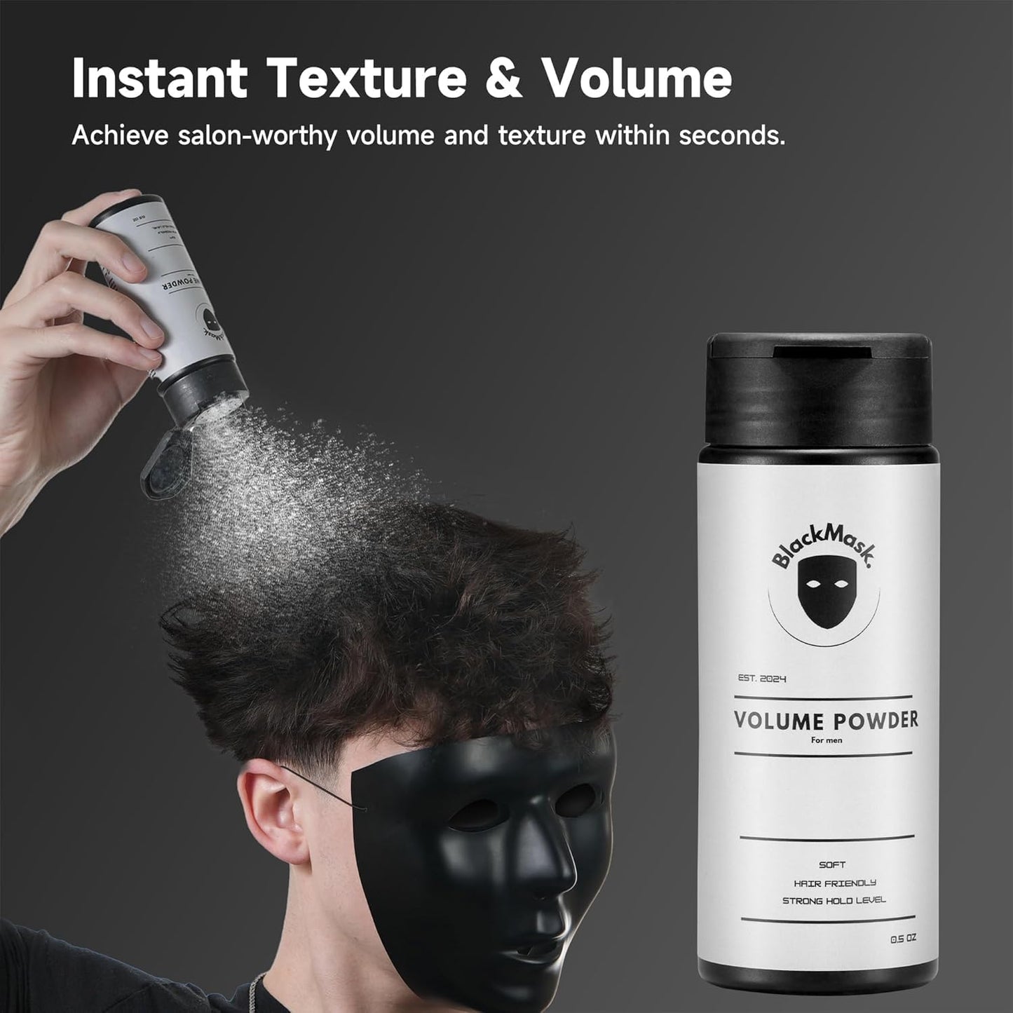 BlackMask Texture Powder for Men, Easy to Apply - Instantly Adds Texture & Volume, All-Natural Ingredients, Strong Hold, Hair Powder for Men (Pack Beauty & Personal Care BlackMask