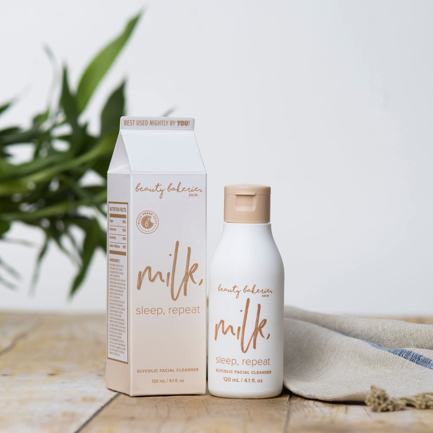 Beauty Bakerie Milk, Sleep, Repeat Glycolic Facial Cleanser, Face Wash Makeup Remover for Skin Care, 4.1 oz. Beauty & Personal Care Beauty Bakerie