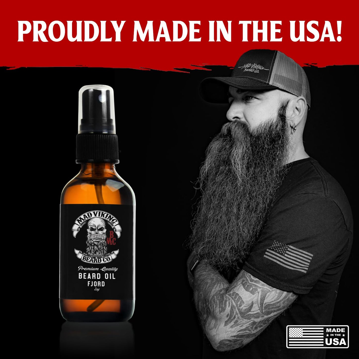 Mad Viking Fjord Beard Oil - Hydrate, Soften And Grow Your Beard Naturally. Fight Itch And Dandruff With A Crisp Yet Woodsy Mint, Orange, Cedarwood Beauty and Personal Care MAD VIKING BEARD CO.
