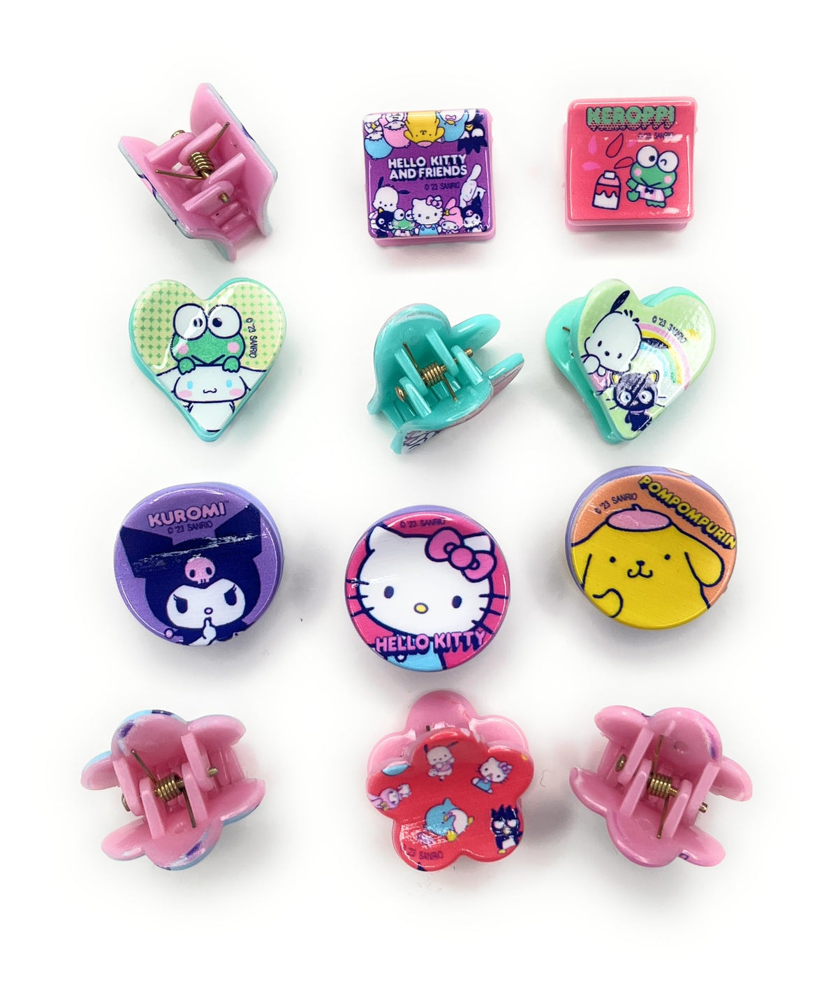 Hello Kitty and Friends Hair Accessories Set, 12 Pack Decorative Claw Clips, Kids Hair Clips for Ages 3+