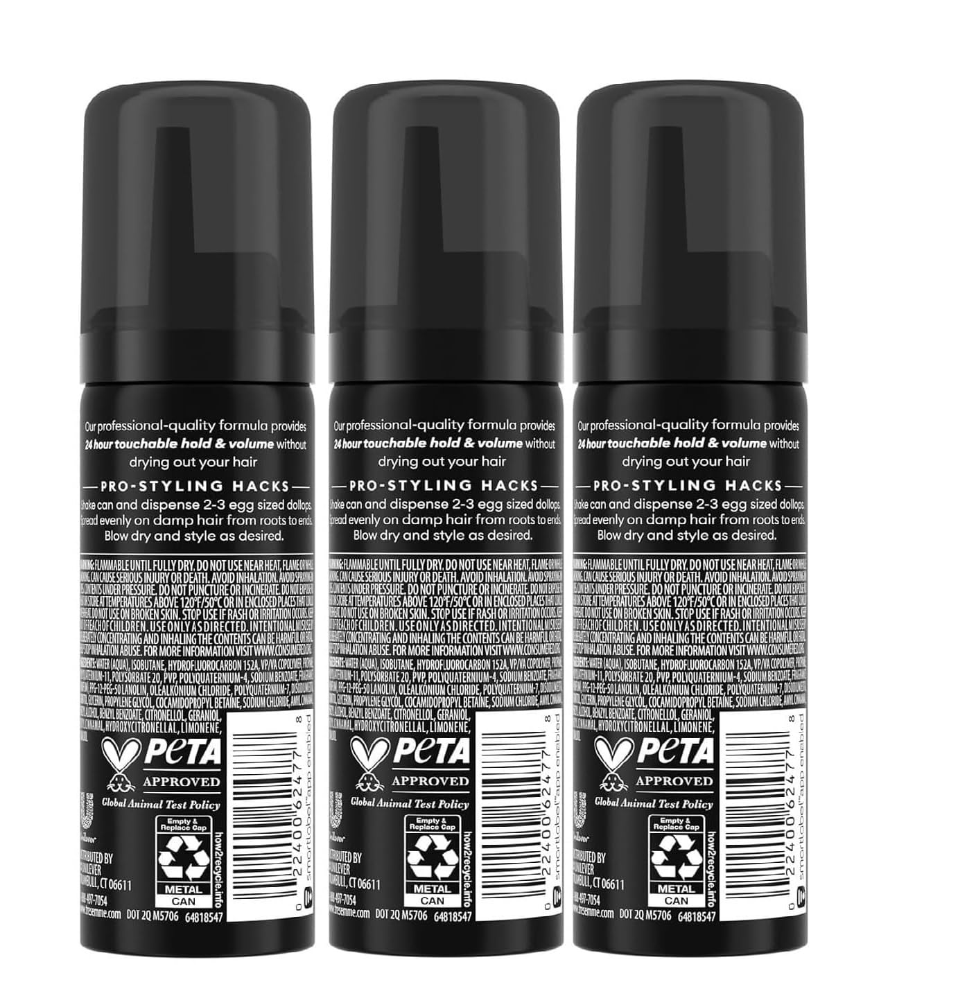 TRESemmé Extra Hold Volumizing Hair Mousse, 24H Humidity Resistance, Travel Size 2 Oz (3 Pack Packaging May Vary) Beauty & Personal Care TRESemmé