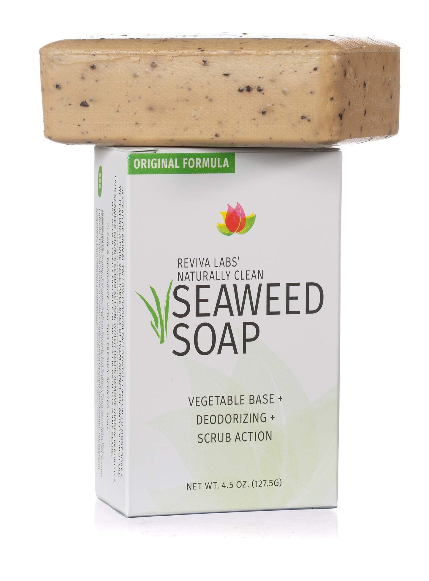 Reviva Seaweed Soap - 4 Pack - Organic Seaweed Face Scrub and Exfoliating Body Scrub Soap Bar - 4.5 oz. Vegetable Base Natural Bar Soap and Seaweed Beauty & Personal Care Reviva Labs