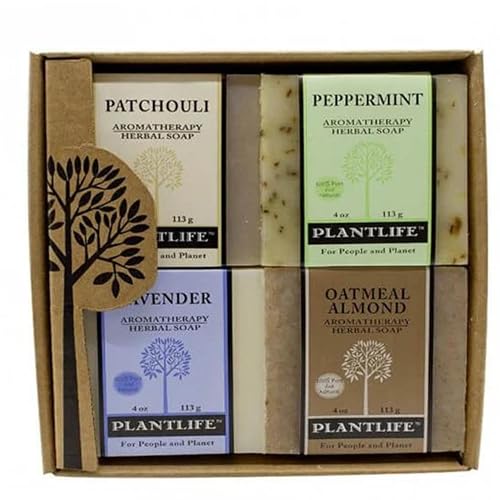 Aromatherapy Herbal Soap Top 4 Pack Soap Combo-Earth Gift Set (Patchouli, Peppermint, Lavender, and Coconut Vanilla) Beauty & Personal Care Plantlife