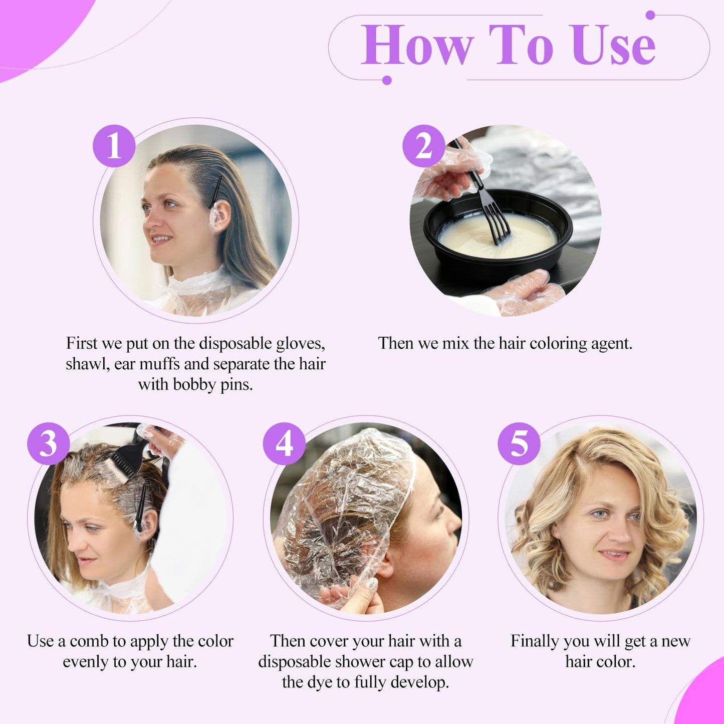 19PCS Hair Dye Kit, Hair Coloring Products with Hair Dye Brush, Collapsible Bowl, Clips, Ear Muffs, Disposable Gloves, Scarf, Shower Cap Beauty & Personal Care vivinin