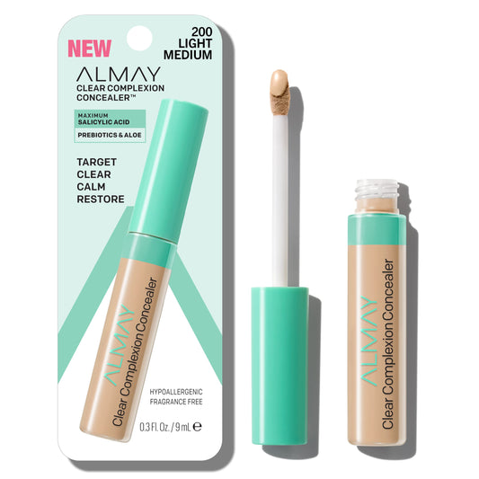Almay Clear Complexion Acne & Blemish Spot Treatment Concealer Makeup with Salicylic Acid- for Sensitive Skin, 200 Light/Medium, 0.3 fl oz. Beauty & Personal Care Almay
