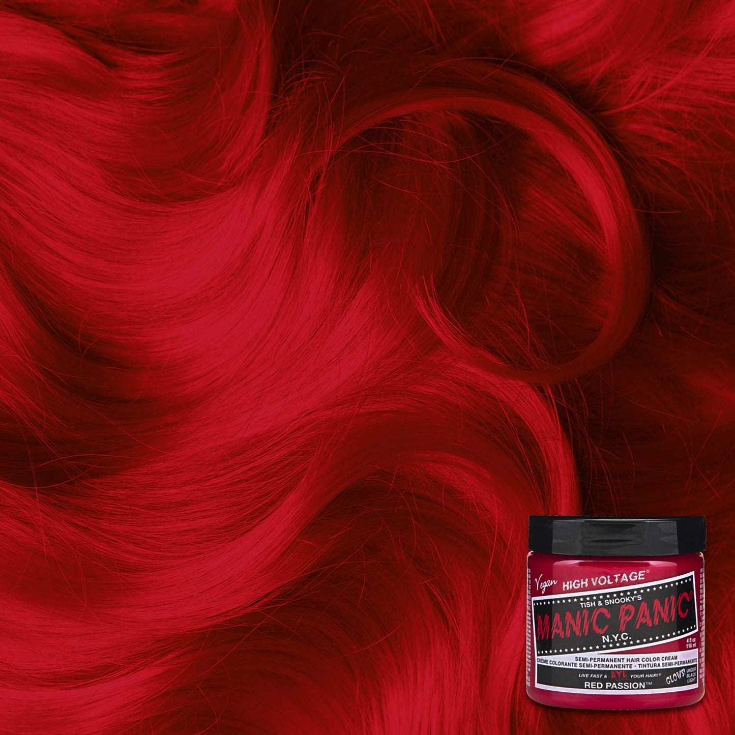 MANIC PANIC Classic Red Passion Semi Permanent Hair Color - Medium Cherry Red Hair Dye for Women & Men That Lasts 4-6 Weeks - Vegan, Ammonia Beauty & Personal Care MANIC PANIC