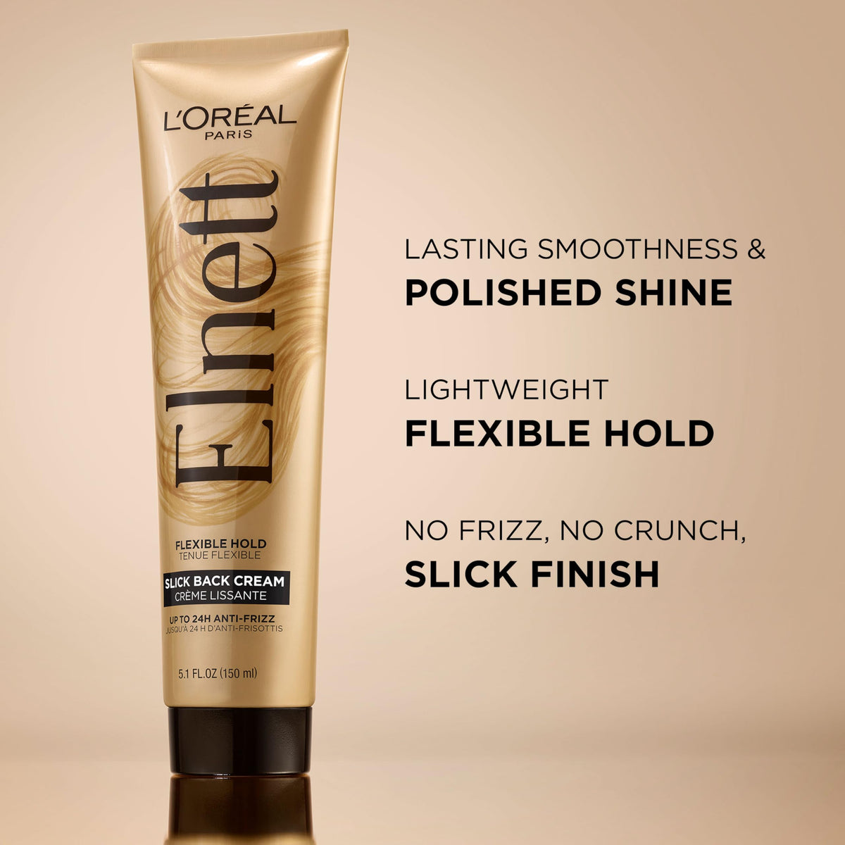 L'Oreal Paris Elnett Slick Back Styling Cream, Anti-Frizz Hair Cream for Flexible Hold, Frizz Control, Polished Shine and Slick Finish, 5.1 Fl Oz Beauty & Personal Care L'Oreal Paris