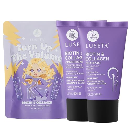 Luseta Biotin & Collagen Travel Size Shampoo and Conditioner Set for Thinning Hair, Thickening & Strengthening with Argan Oil - Travel Size Adds Beauty & Personal Care L LUSETA