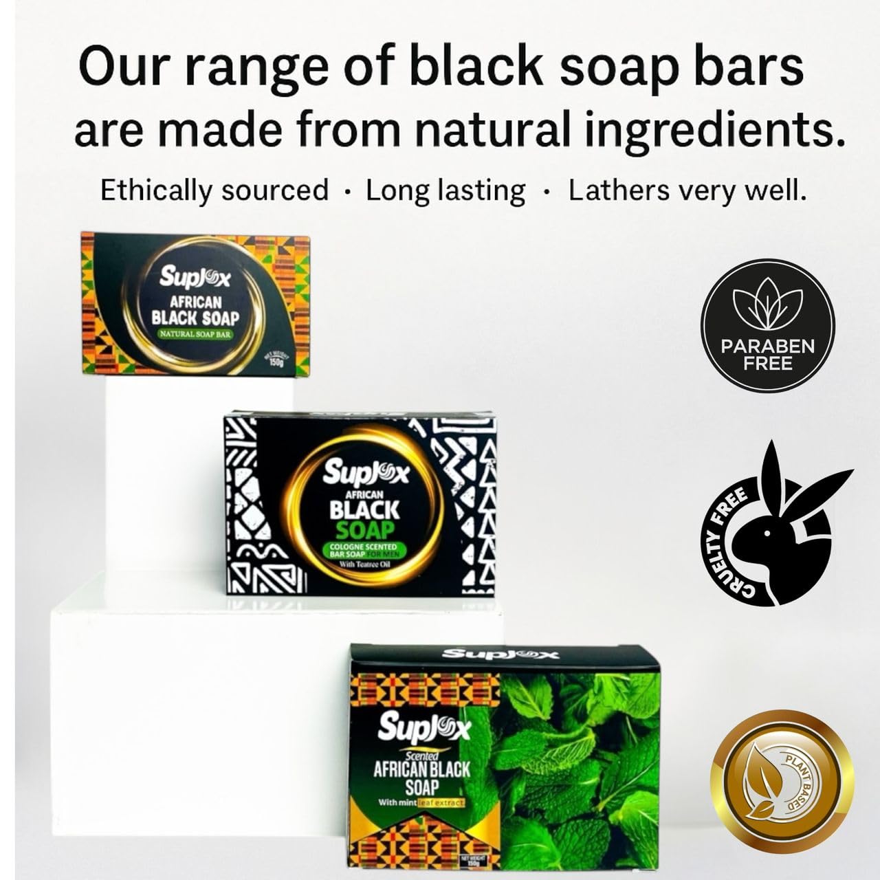 African Black Soap Bar scented, long lasting for oily skin, 100% authentic from Ghana. Beauty & Personal Care Suplox