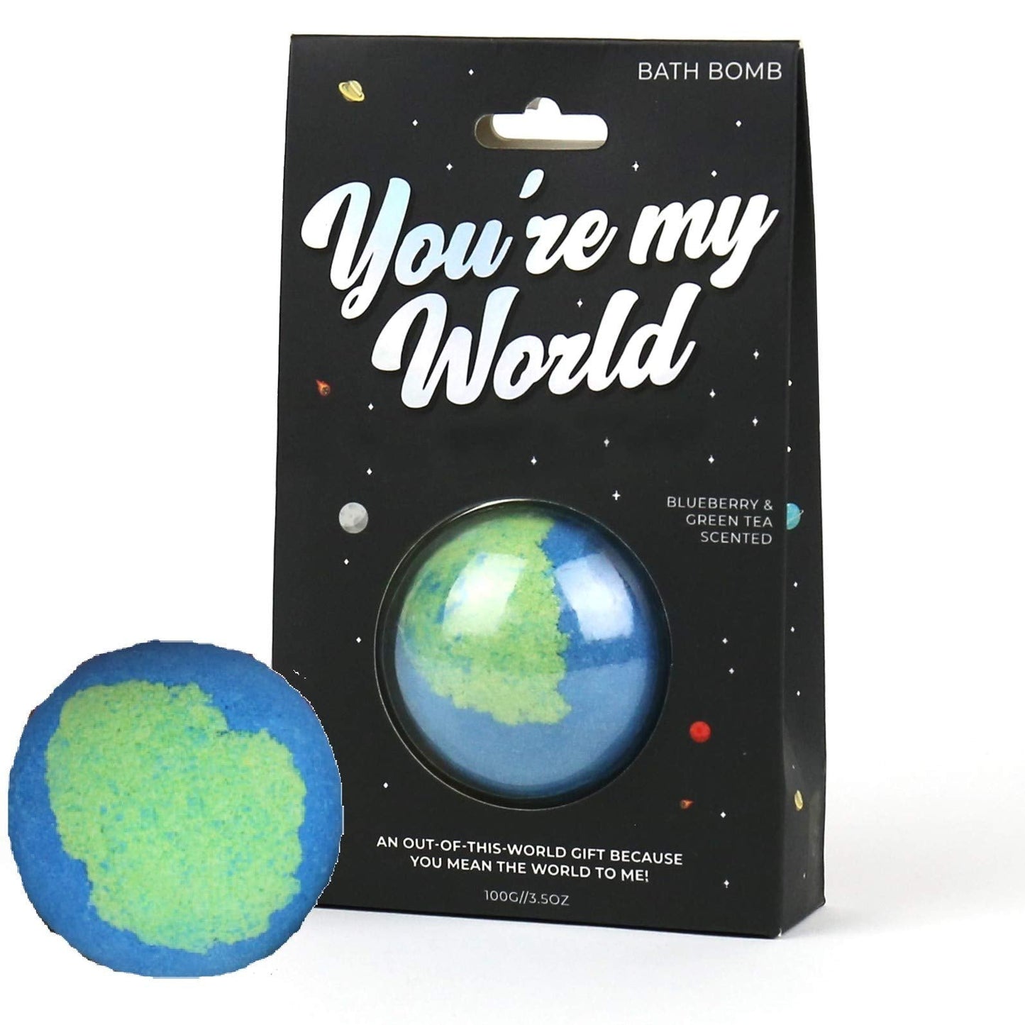 Gift Republic You are My World Bath Bomb Blueberry and Green Tea Scented Bath Bomb Gift Republic Earth Shaped Bath Time Fun Pampering Gift Beauty and Personal Care Gift Republic