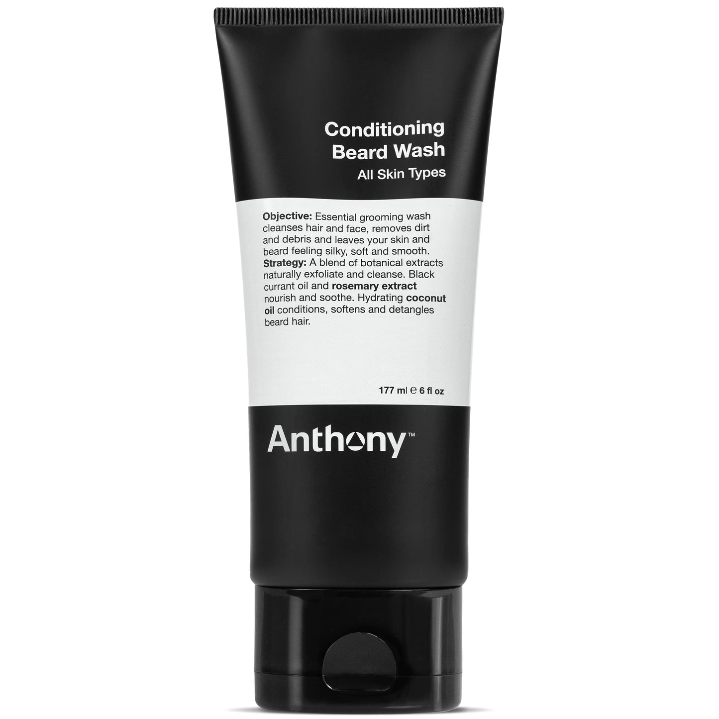 Anthony Conditioning Beard Wash, 6 Fl Oz, Contains Botanical and Rosemary Extracts, Black Currant and Coconut Oils, Cleanses, Hydrates, Softens, Beauty & Personal Care Anthony