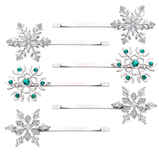 Christmas Bow Snowflake Hair Clip Hairpin Festive Gift Bows Rhinestone Snowflake Alligator Clips Xmas Holiday Party Hair Accessories Gift (Snowflake) Beauty & Personal Care YAHPERN