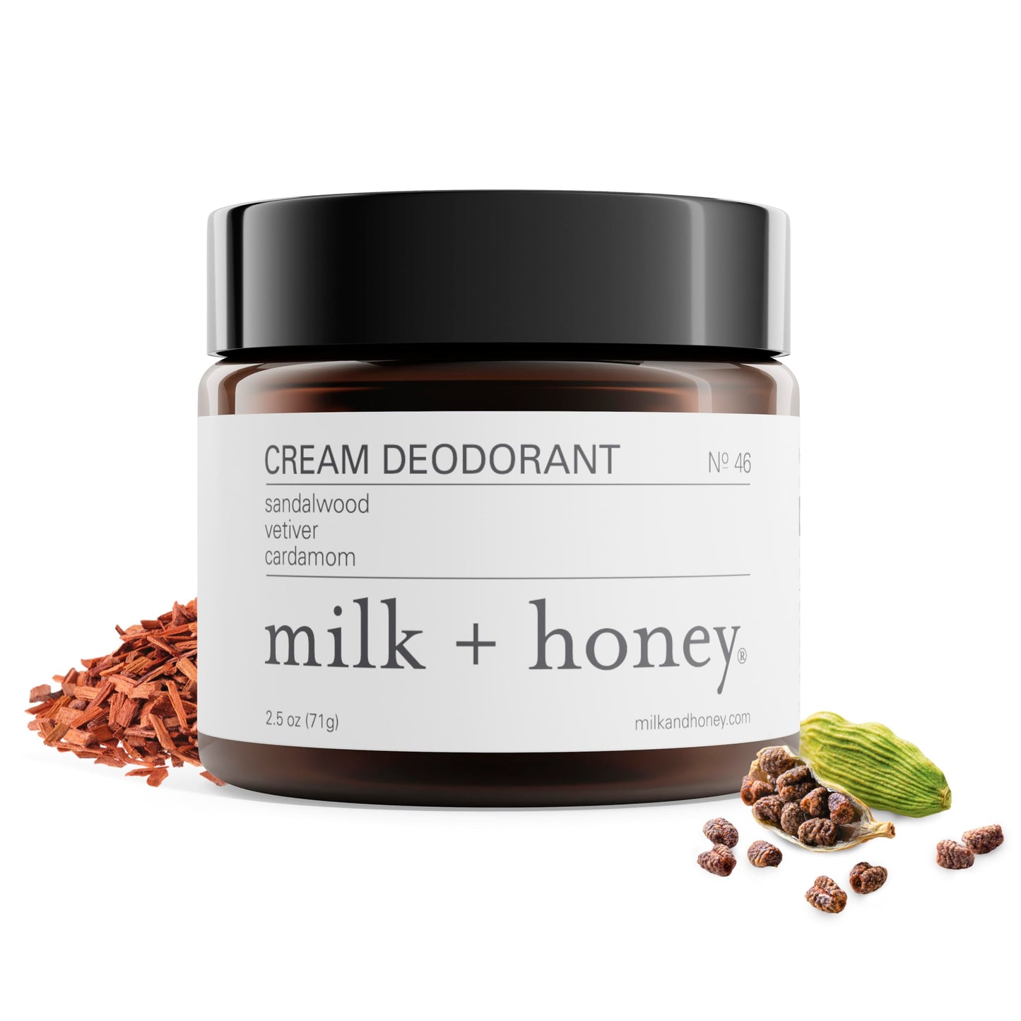 milk + honey Cream Deodorant No. 46 - Aluminum-Free, with Sandalwood, Vetiver, and Cardamom, for Sensitive Skin, 2.5 oz Beauty and Personal Care milk + honey