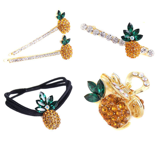 Set of 5 Fashion Rhinestone Hair Claw Creative pineapple Bobby Pin Headwear Hair Barrettes Clamps Hair Rope Accessories Hair Clips for Women Beauty & Personal Care Suoirblss