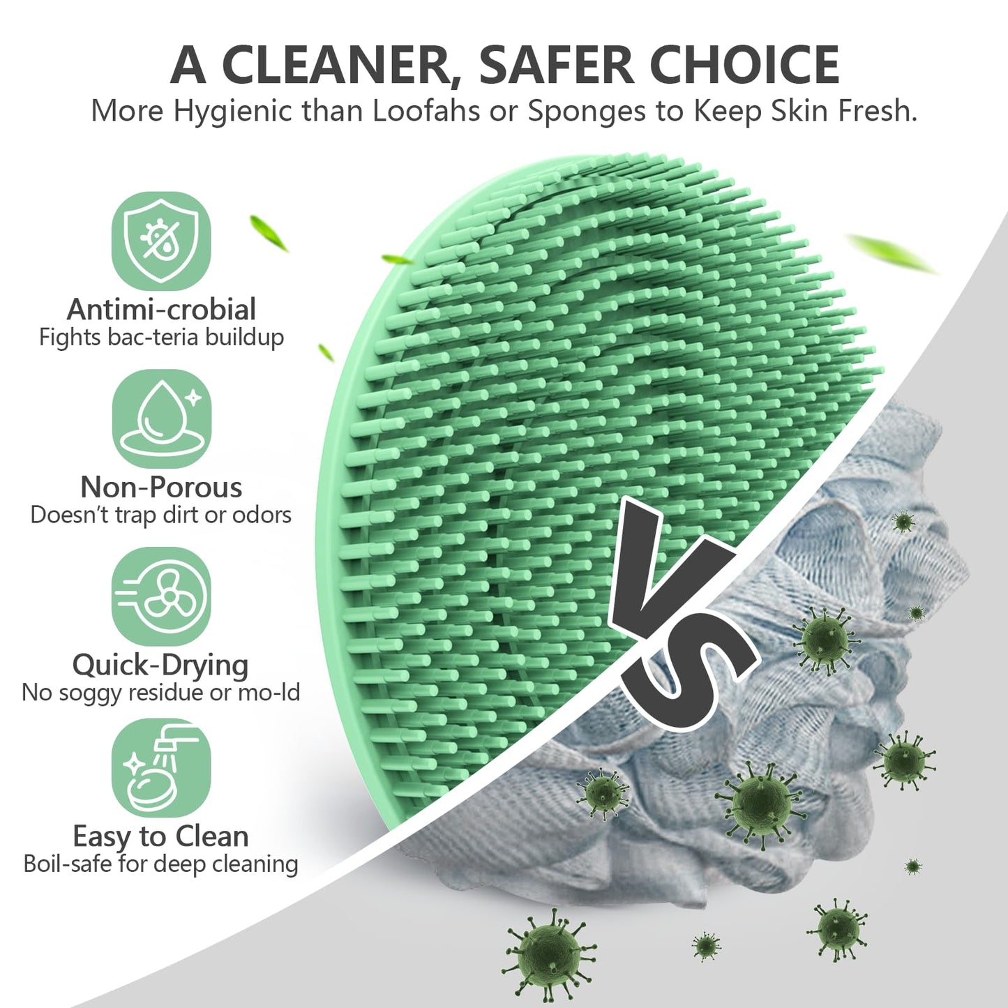 Silicone Body and Face Scrubber Set 5 Pack, BEAUTAIL Shower Bath Scrubber, Gentle Exfoliating Brush for Women Men Sensitive Skin, More Hygienic Than Beauty and Personal Care BEAUTAIL