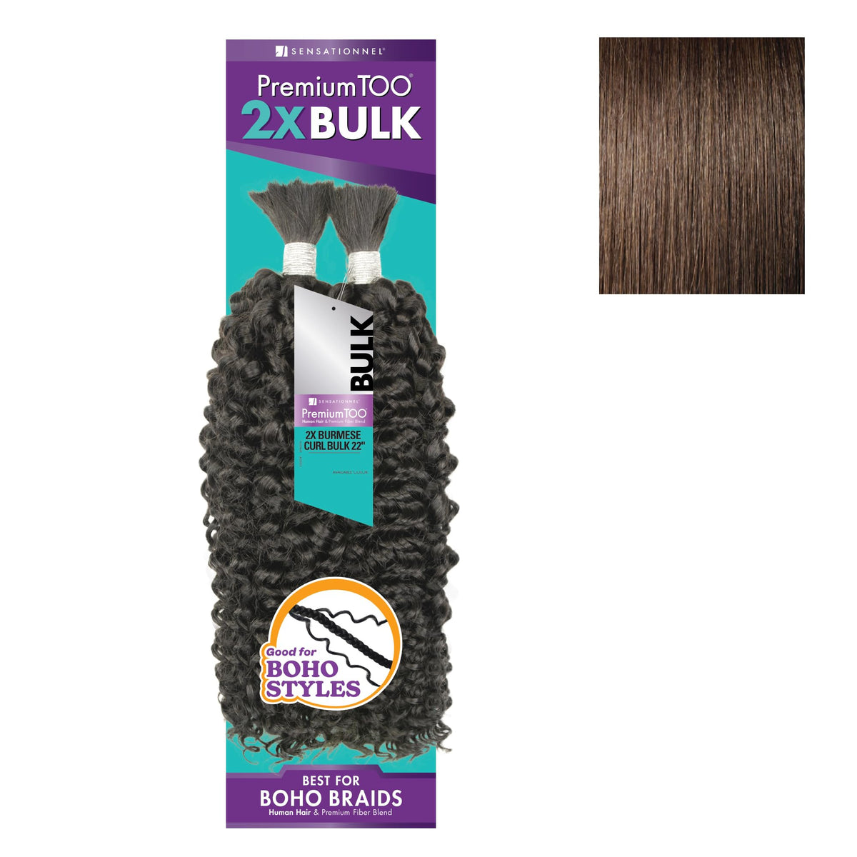 Sensationnel PremiumToo Bulk Weaving-2X Burmese Curl,22 inch, 4 MEDBROWN