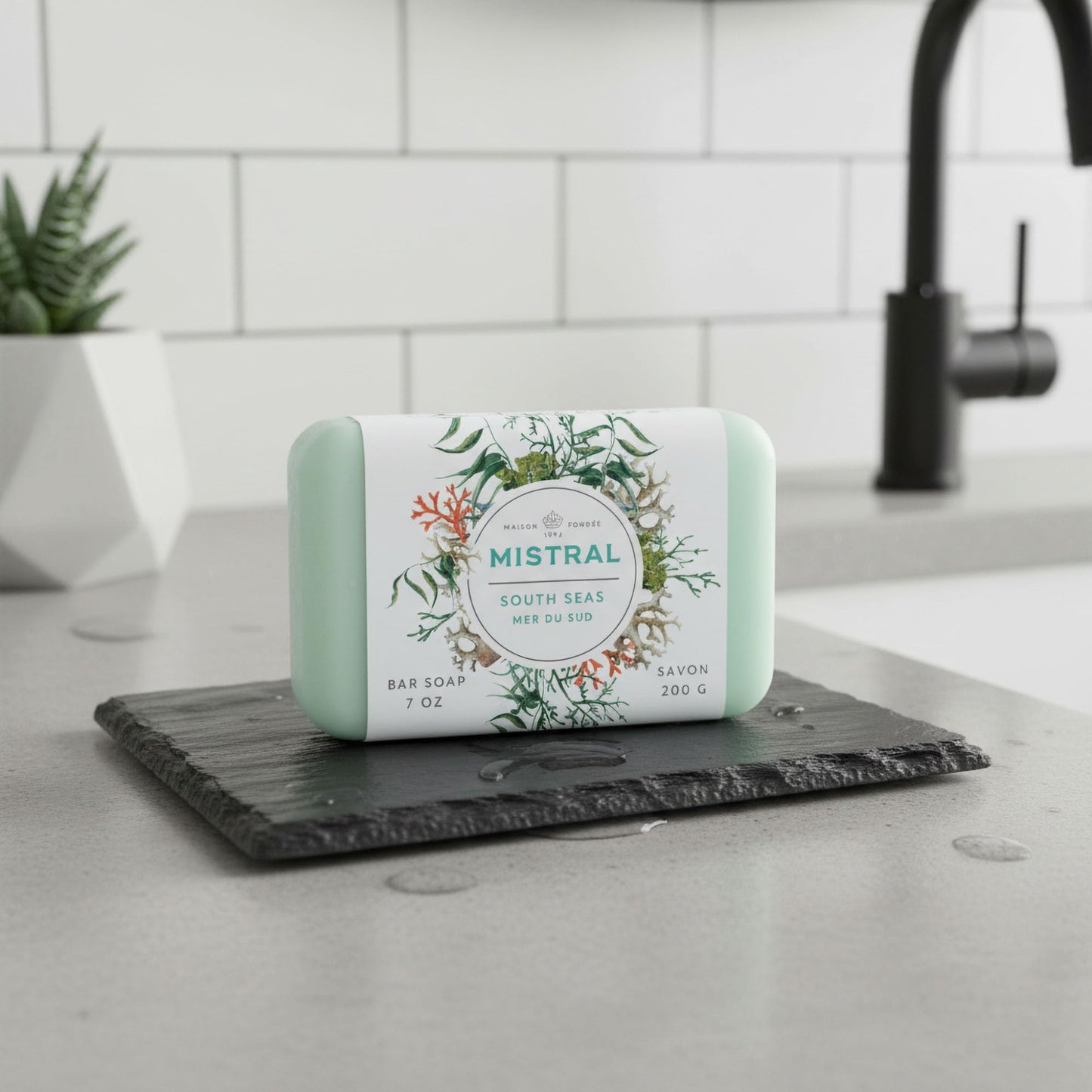 Mistral Classic French Bar Soap, South Seas, 7 oz - Triple-Milled Luxury Natural Soap with Organic Shea Butter & Olive Oil | Long-Lasting Moisturizing Beauty & Personal Care Mistral