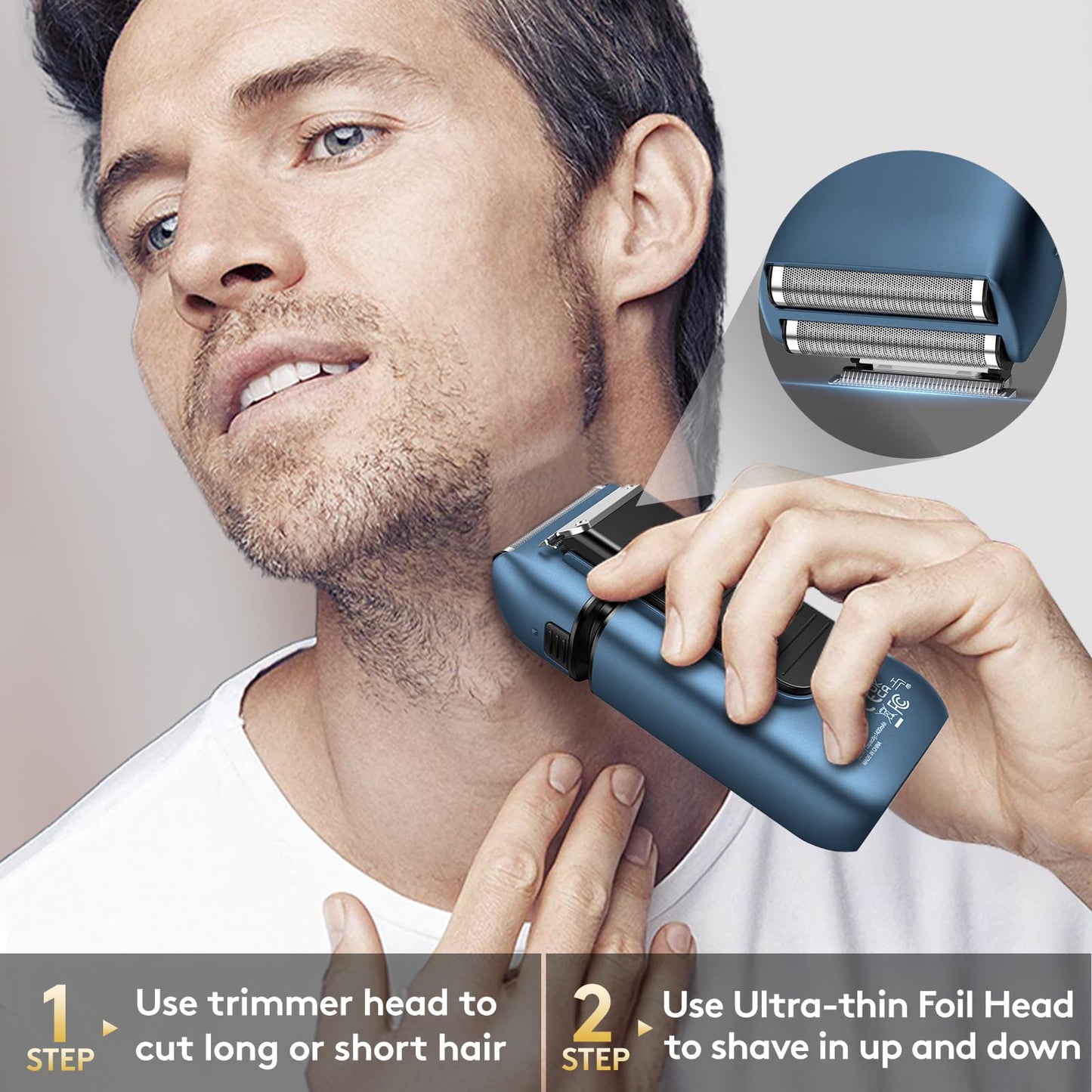 Brightup Foil Shaver Electric Razor & Shavers for Men with Trimmer[150 Min Runtime], IPX6 Waterproof Double Floating Blades for Shaving Face Beauty and Personal Care Brightup
