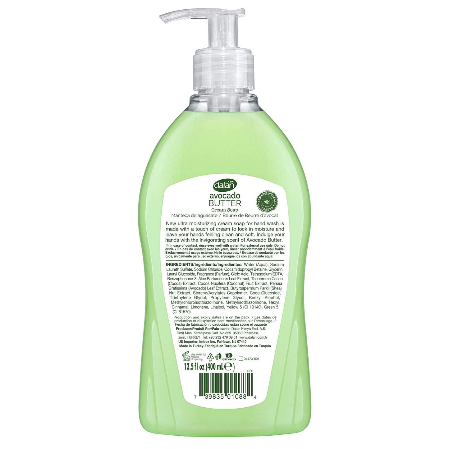 Dalan Avocado Butter Cream Ultra Moisturizing Liquid Hand Soap for Normal and Dry Hands Fresh Clean and Soft Feeling (13.5 Fl Oz / 400 mL (Pack of 1)) Beauty & Personal Care Dalan