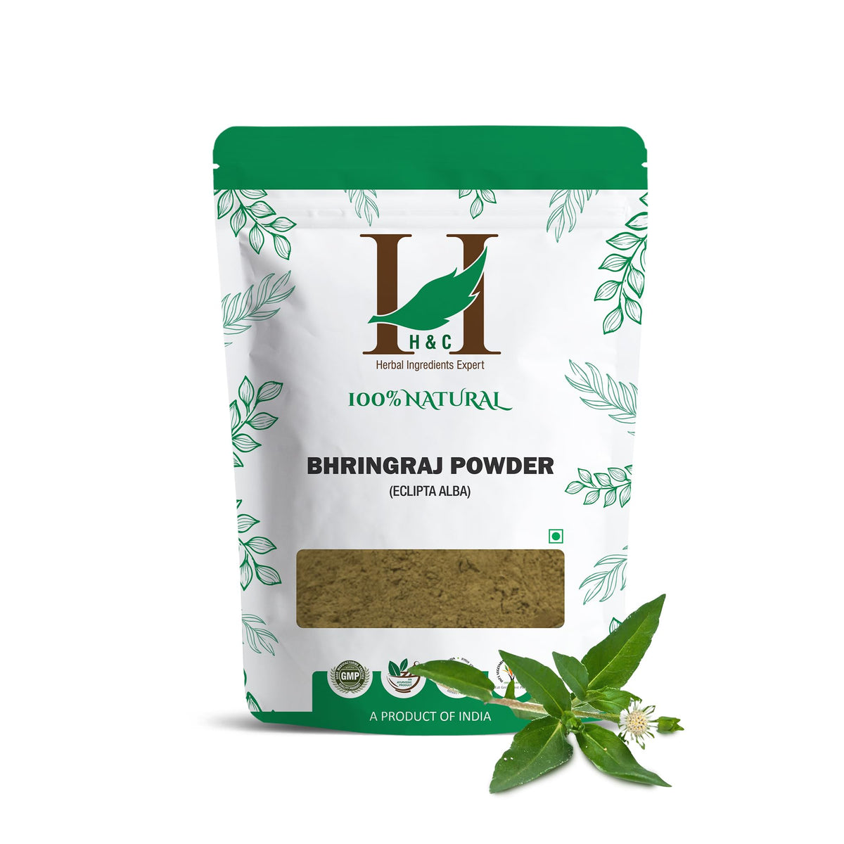 H&C Natural Bhringraj Powder for Hair (227g / 0.5 LB/ 08 oz) - Hair Growth Rejuvenator from Indian Ayurveda