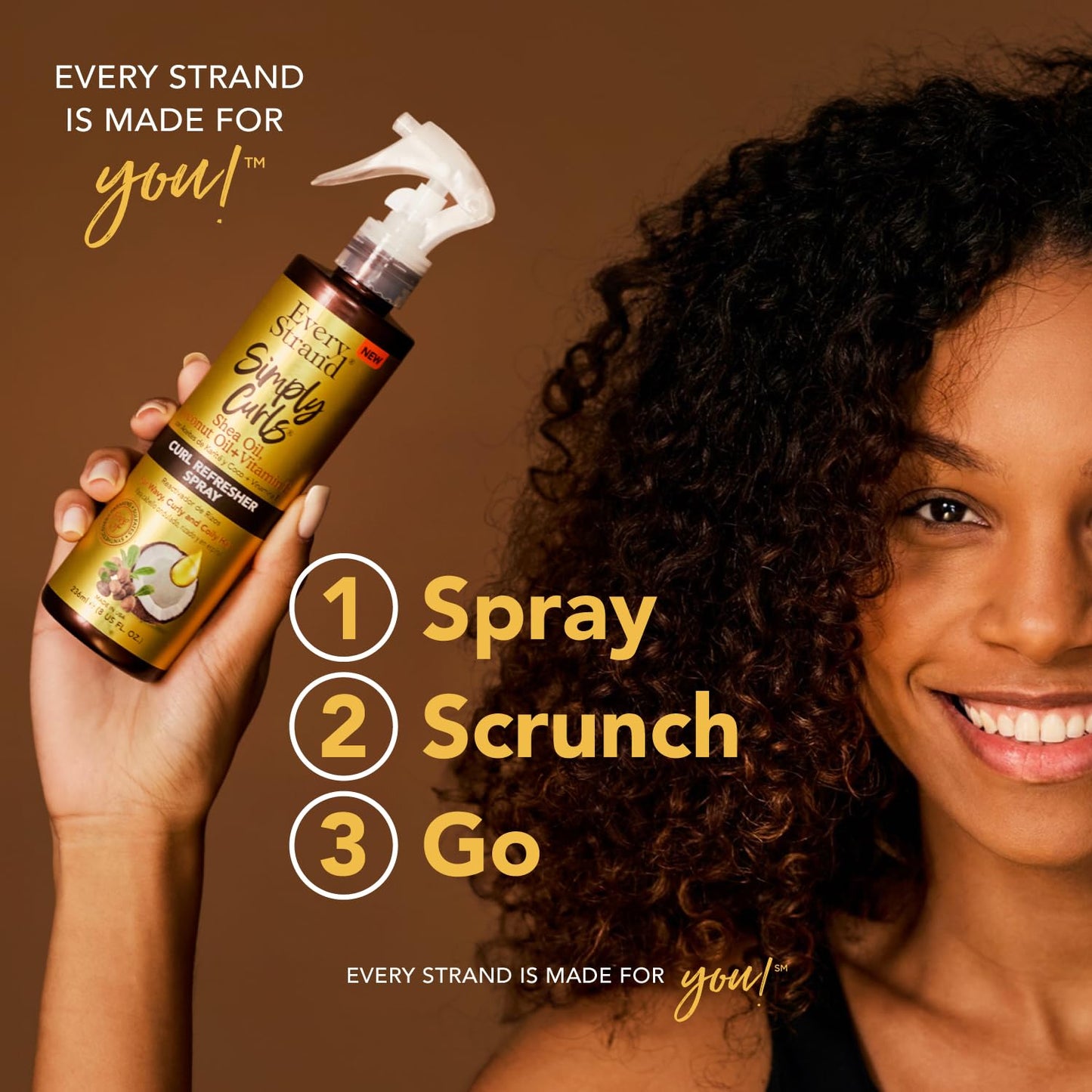Every Strand Simply Curls Curl Refresher Spray 8 oz, Second Day Curl Reviving Spray with Coconut Oil, Shea Butter, and Vitamin E for Wavy and Curly Beauty & Personal Care Every Strand