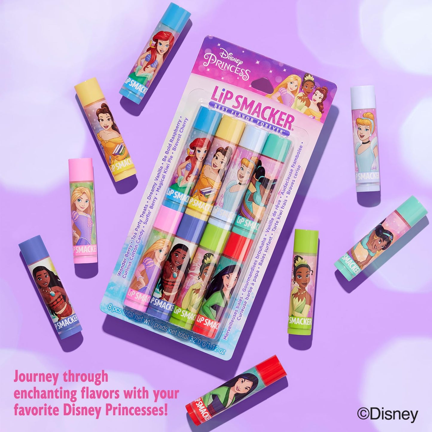 Lip Smacker Disney Princess Flavored Lip Balm Party Pack 8 Count, Clear, For Kids Beauty & Personal Care Lip Smacker