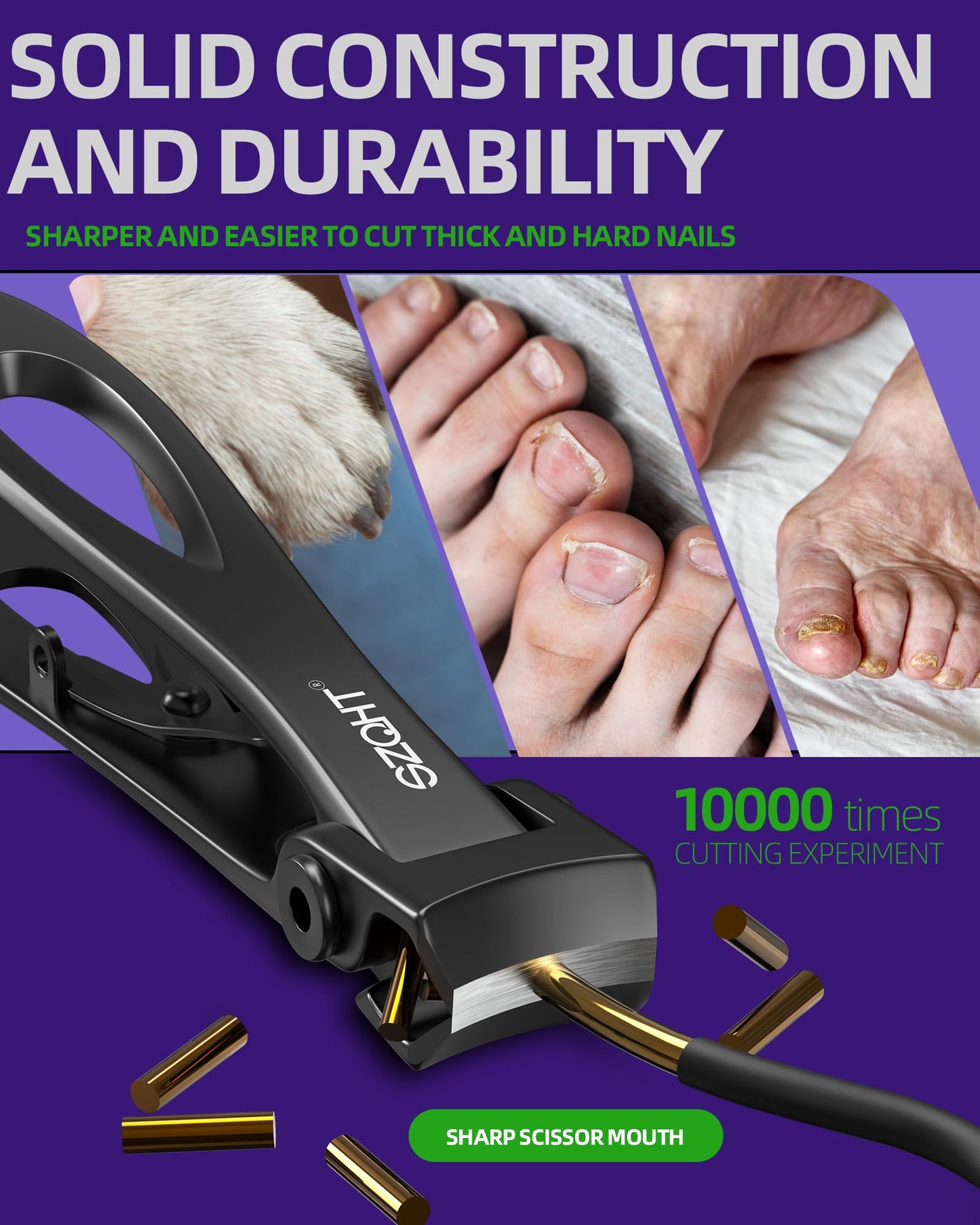 SZQHT Ultra Wide Jaw Opening Nail Clippers Set, Toenail Clippers for Thick Nails, Heavy Duty Nail Cutter, Stainless Steel Toe Nail Clippers Beauty & Personal Care SZQHT