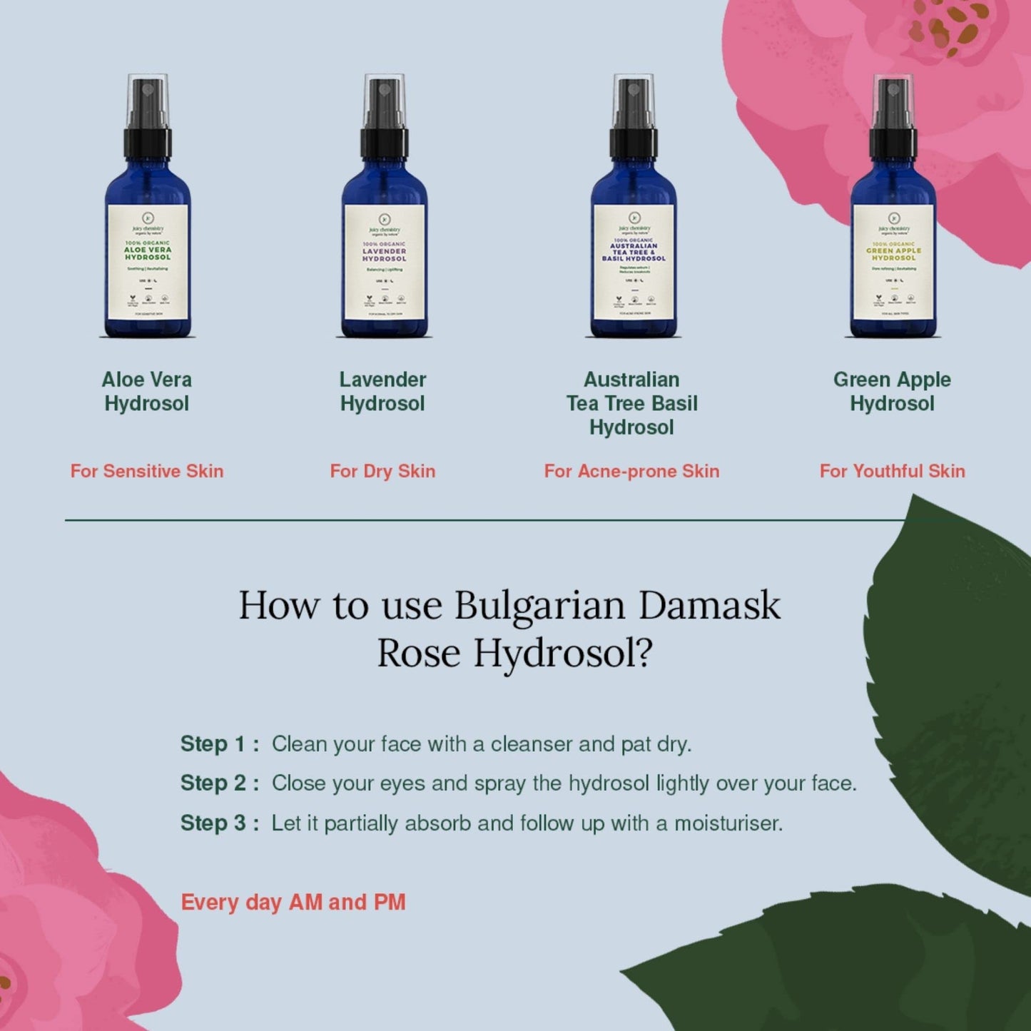 Juicy Chemistry - Certified Organic 100% Natural Toner Mist w/Bulgarian Rose Water for Normal to Oily Skin (110ml) Beauty & Personal Care Juicy Chemistry