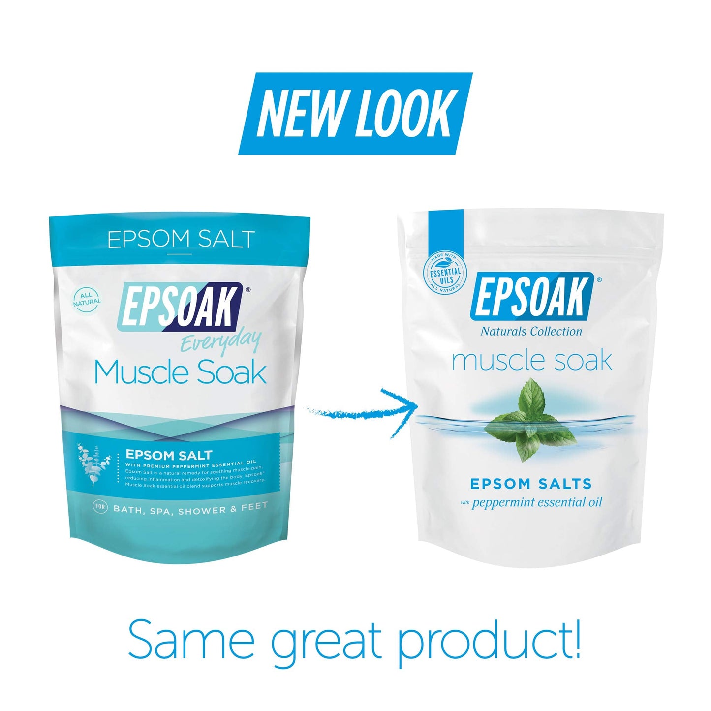 Epsoak Muscle Soak 2 lb. USP Magnesium Sulfate with Peppermint Scent Resealable Epsom Salt Bag, Made in The USA, Cruelty-Free Certified Beauty and Personal Care Epsoak