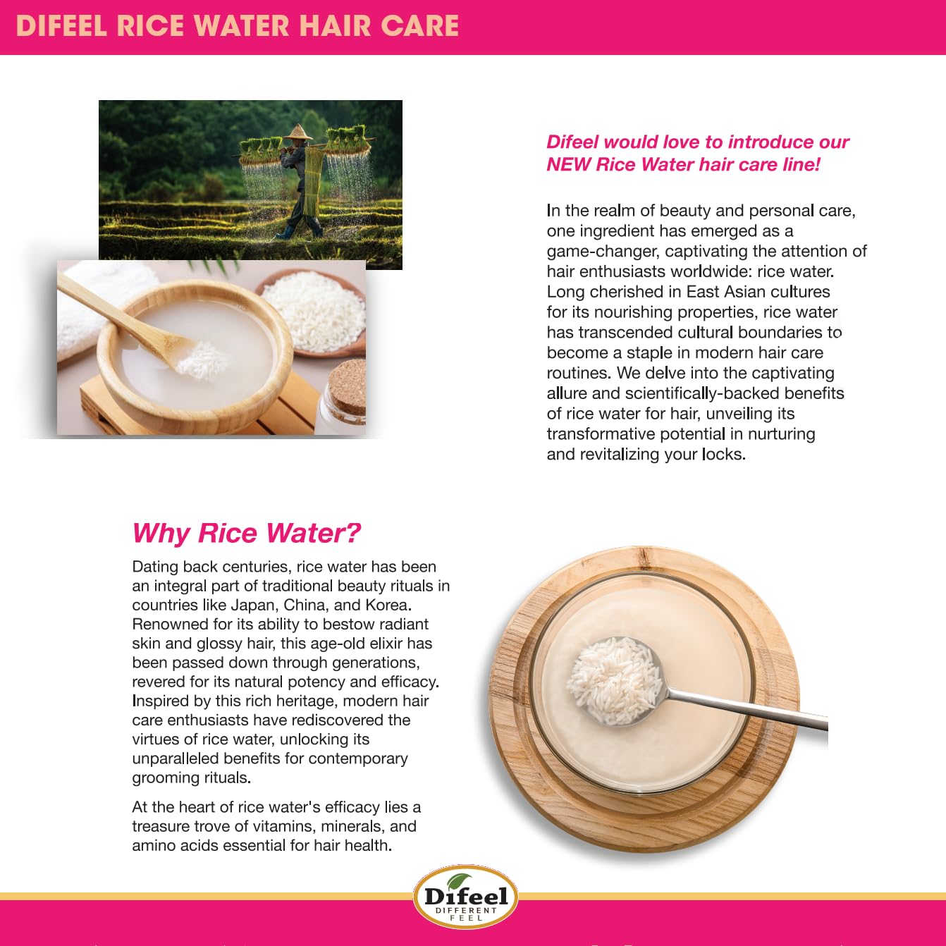 Difeel Rice Water Premium Hair Oil 8 oz. - Strengthening Rice Water Moisturizer for Hair Beauty & Personal Care Difeel