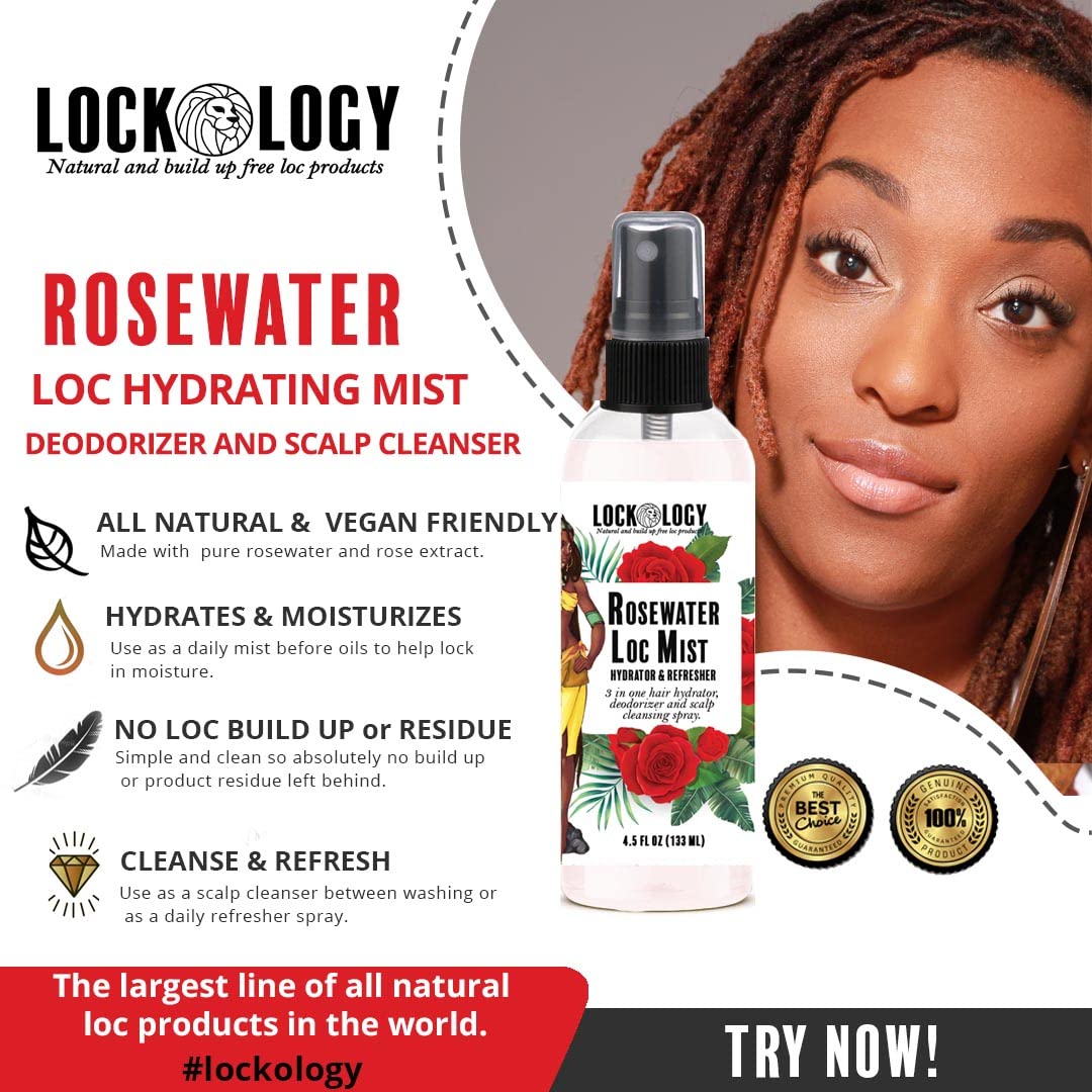 Rose Water for Locs; Rosewater for Hair Spray, Natural Hair and Loc Refresher Moisturizer; Products for Locs Beauty & Personal Care Lockology