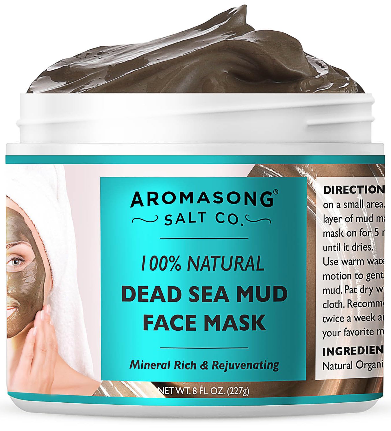 Aromasong 100% Pure Dead Sea Mud Mask - 5 Minute Mask - No Ingredients Added - for Face & Skincare - Blackhead Remover - Anti-aging - Pore Minimizer Beauty & Personal Care Aromasong